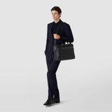 Borsa business grande in pelle cachemire - black