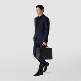 Borsa business grande in pelle cachemire - black
