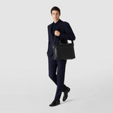 Slim briefcase in cachemire leather - black
