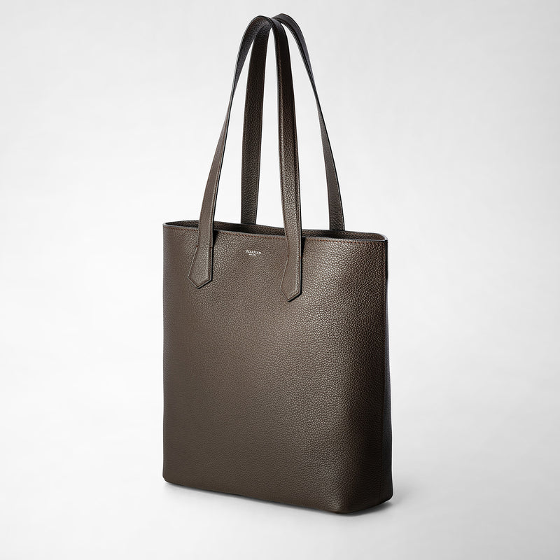 Day tote bag in cachemire leather - espresso