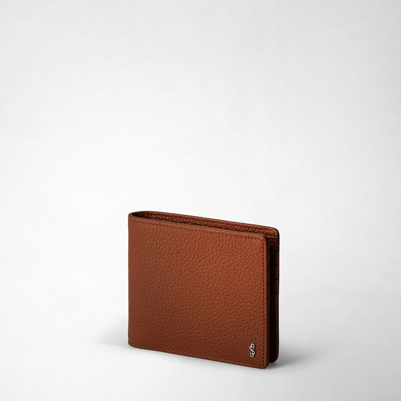 8-card billfold wallet in cachemire leather - chestnut