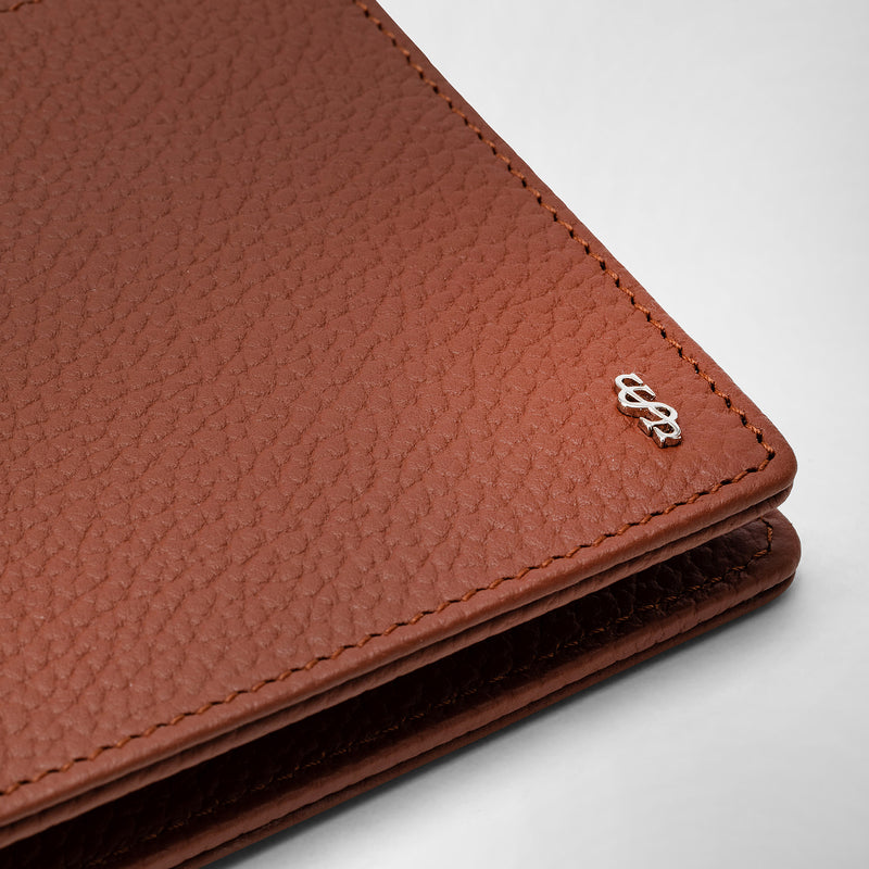 8-card billfold wallet in cachemire leather - chestnut