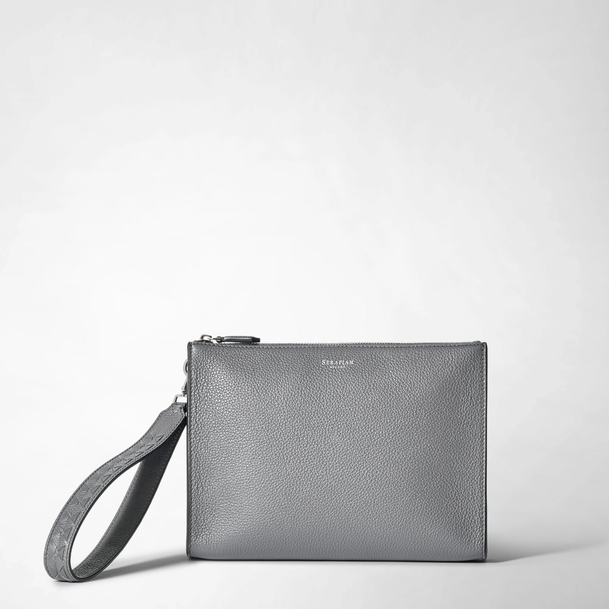 Mens leather clutch bag shadow