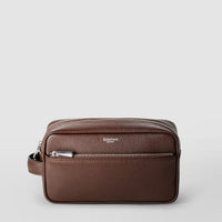 WASHBAG IN RECYCLED TWILL AND EVOLUZIONE LEATHER Burgundy