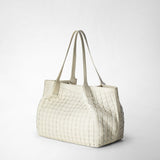 Small secret tote bag in mosaico - off-white