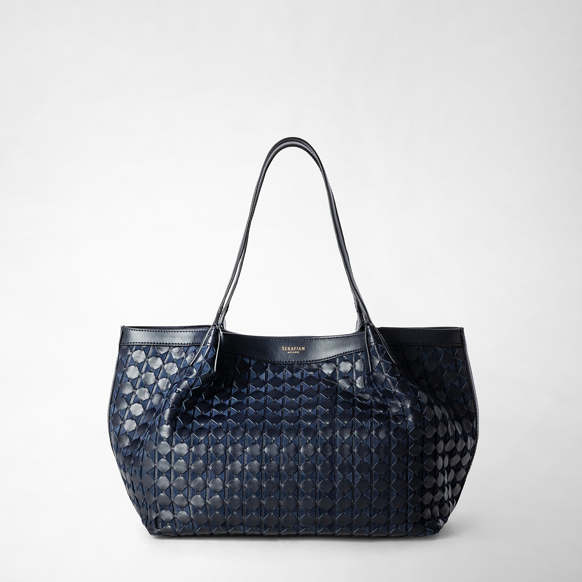 Small leather Secret tote bag​ midnight blue