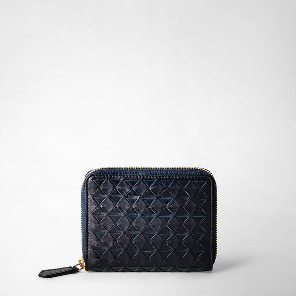 Mini zip wallet in mosaico - midnight blue
