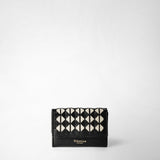 Mini tri-fold wallet in mosaico - black/off white