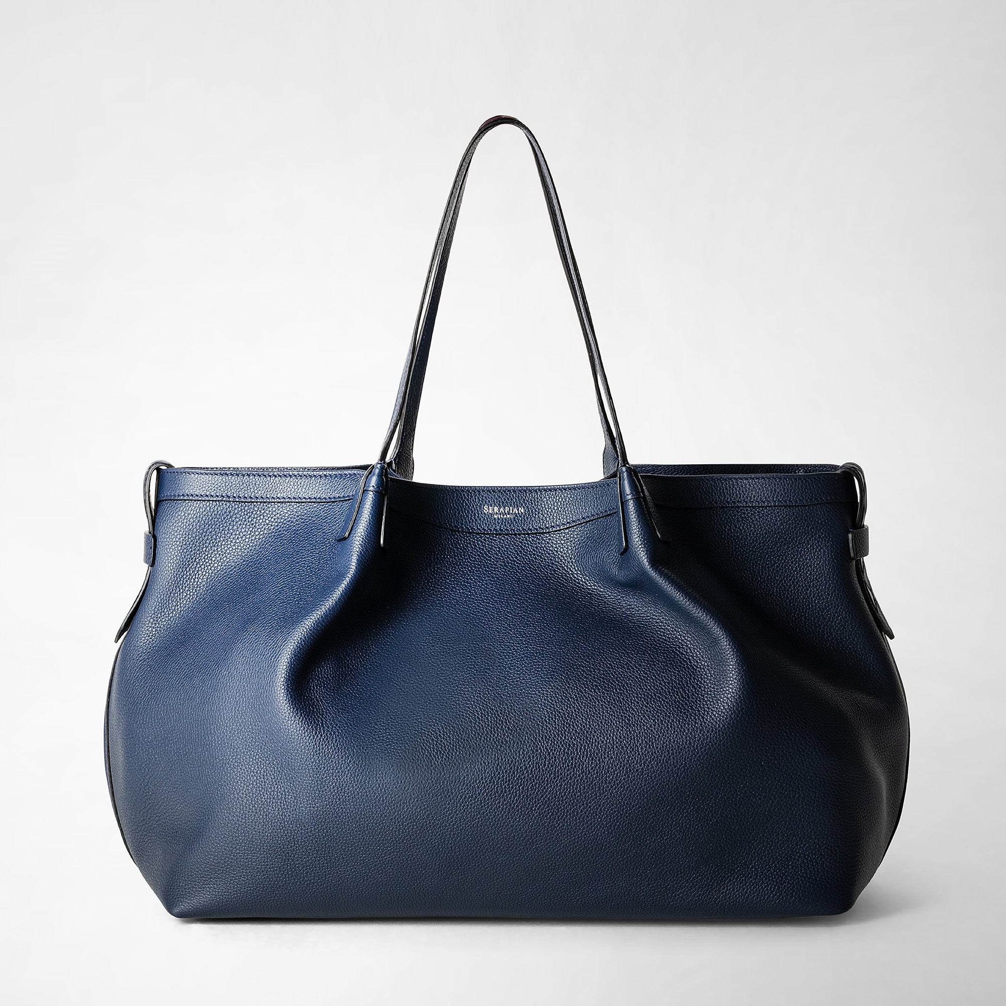 Secret tote bag in rugiada leather navy blue