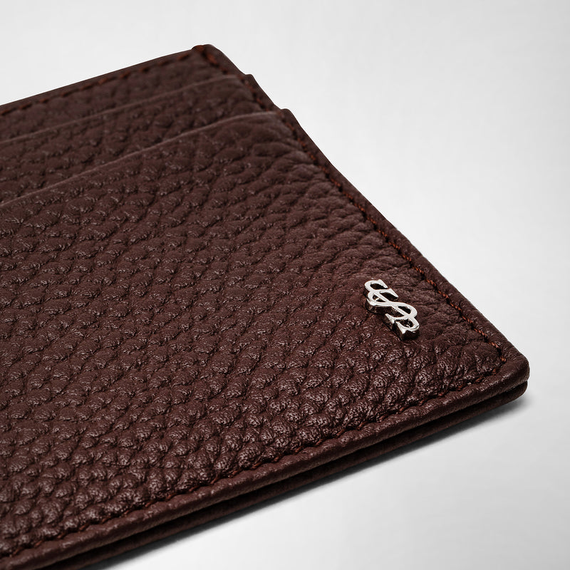 4-card holder in cachemire leather - ruby red