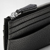 Zip card case in cachemire leather - black