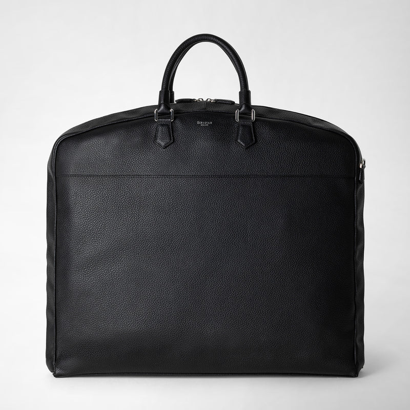 Suit carrier in cachemire leather - black