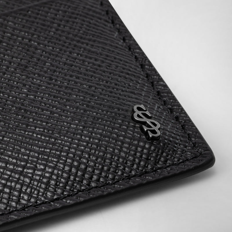 3-card & id case in evoluzione leather - eclipse black
