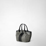 Mini secret bag in mosaico and elaphe - black/off white