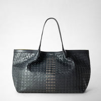 SECRET TOTE BAG IN MOSAICO Anthracite/Smoke/Curry