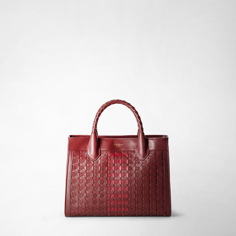 Small lorelei tote bag in mosaico - burgundy/strawberry