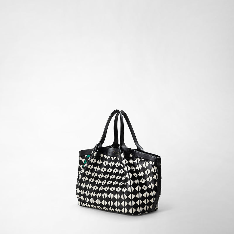 Mini secret bag in mosaico - black/off-white