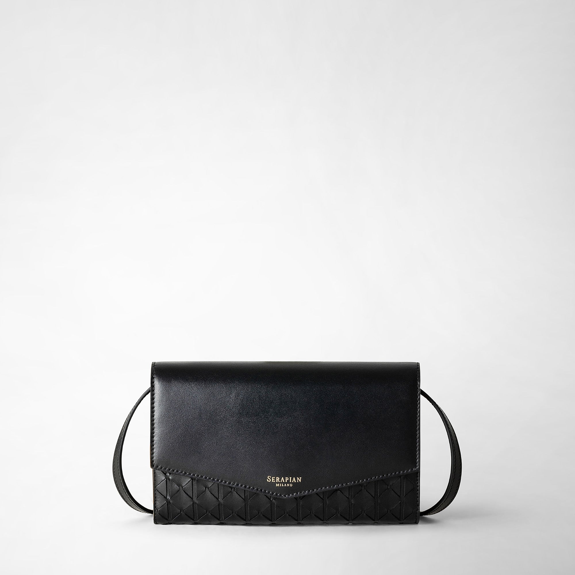 Black Leather Envelope Clutch & Crossbody