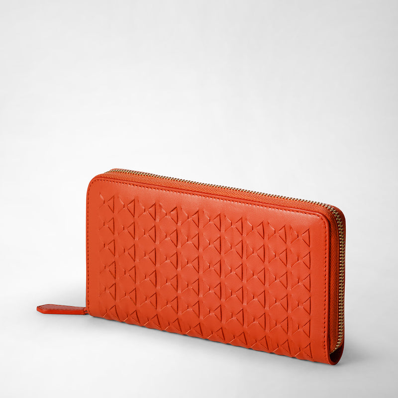 Zip-around wallet in mosaico - coral red
