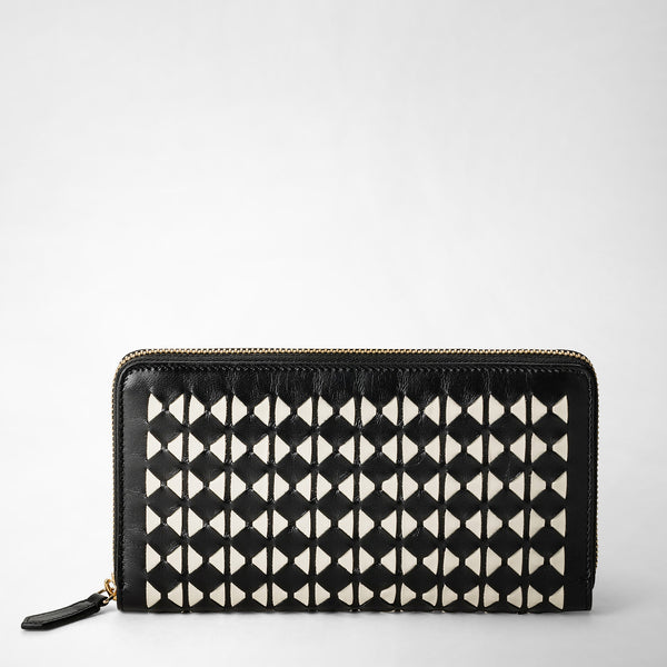 Zip-around wallet in mosaico - black/off-white