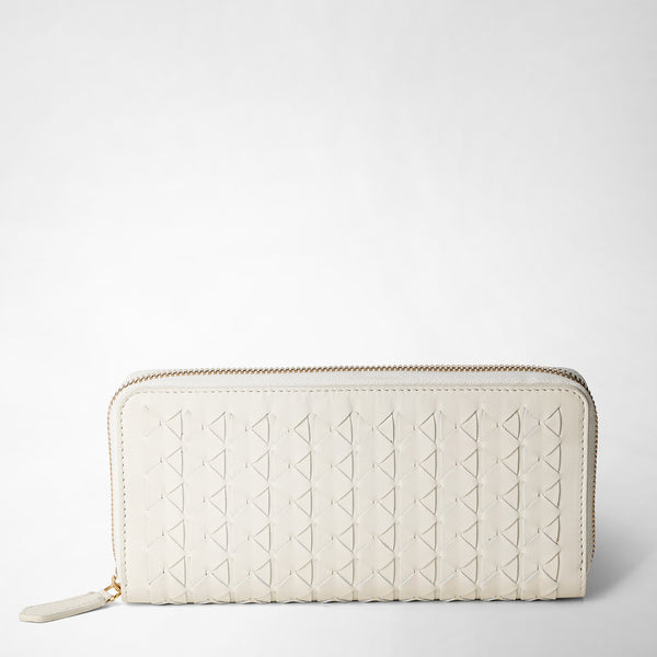 Zip-around wallet in mosaico - off-white