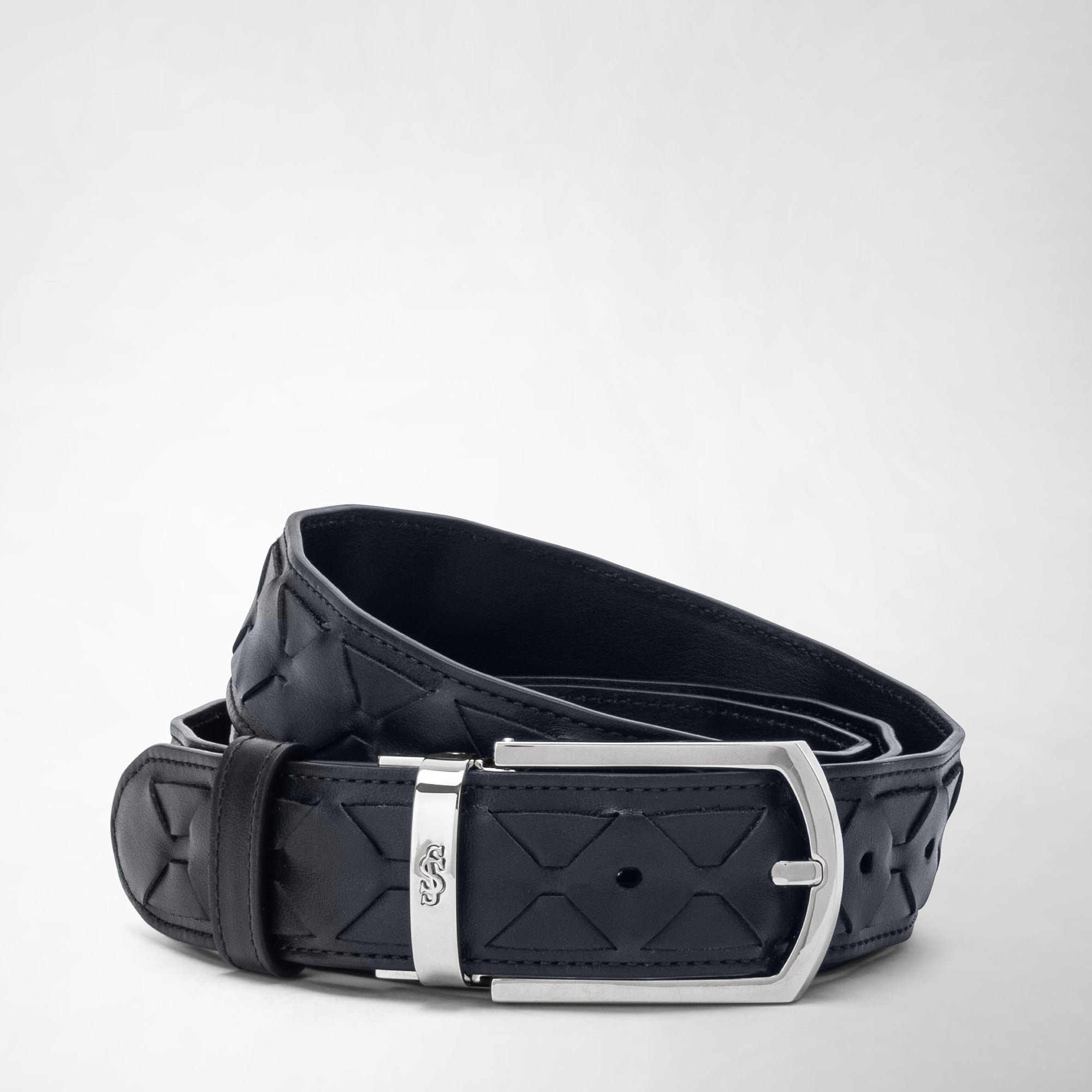 Serapian Belt in Mosaico, Man, Navy Blue