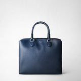 Luna handbag in rugiada leather - navy blue