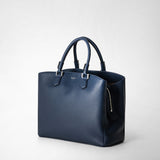 Luna handbag in rugiada leather - navy blue