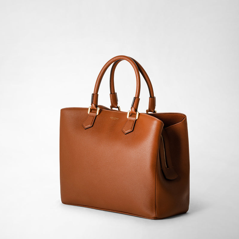 Luna handbag in rugiada leather - cuoio