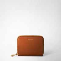 SMALL ZIP-AROUND WALLET IN RUGIADA LEATHER Cuoio