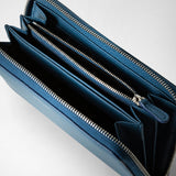 Zip-around wallet in rugiada leather - blue jeans