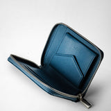 Mini zip around wallet in rugiada leather - blue jeans