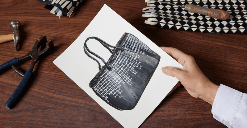 Secret Tote Bag In Mosaico Black/Off-White Sketch