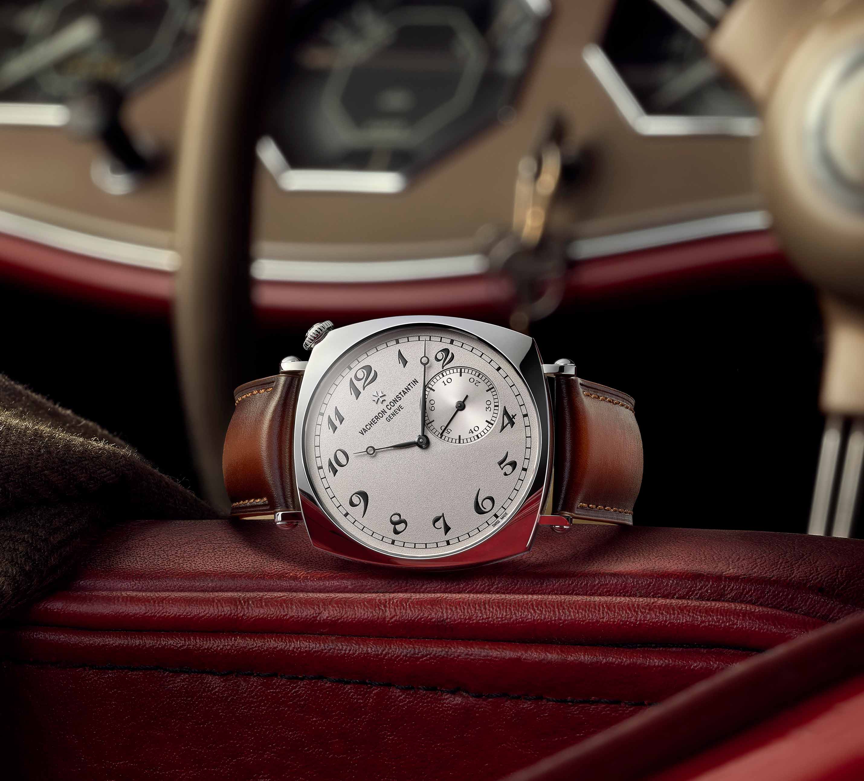 Vacheron Constantin iconic model: the American 1921, with a Serapian patinated brown calf leather strap, especially crafted in Milan for this momentous occasion