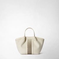 キャンバス＆MOSAICO製ミニSECRETバッグ Off-White/Shaded Sahara