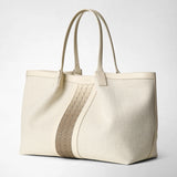 Secret tote bag in canvas and mosaico - off-white/shaded sahara