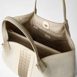 Secret tote bag in canvas and mosaico - off-white/shaded sahara