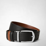 Ceinture réversible en cuir cachemire - black/tobacco