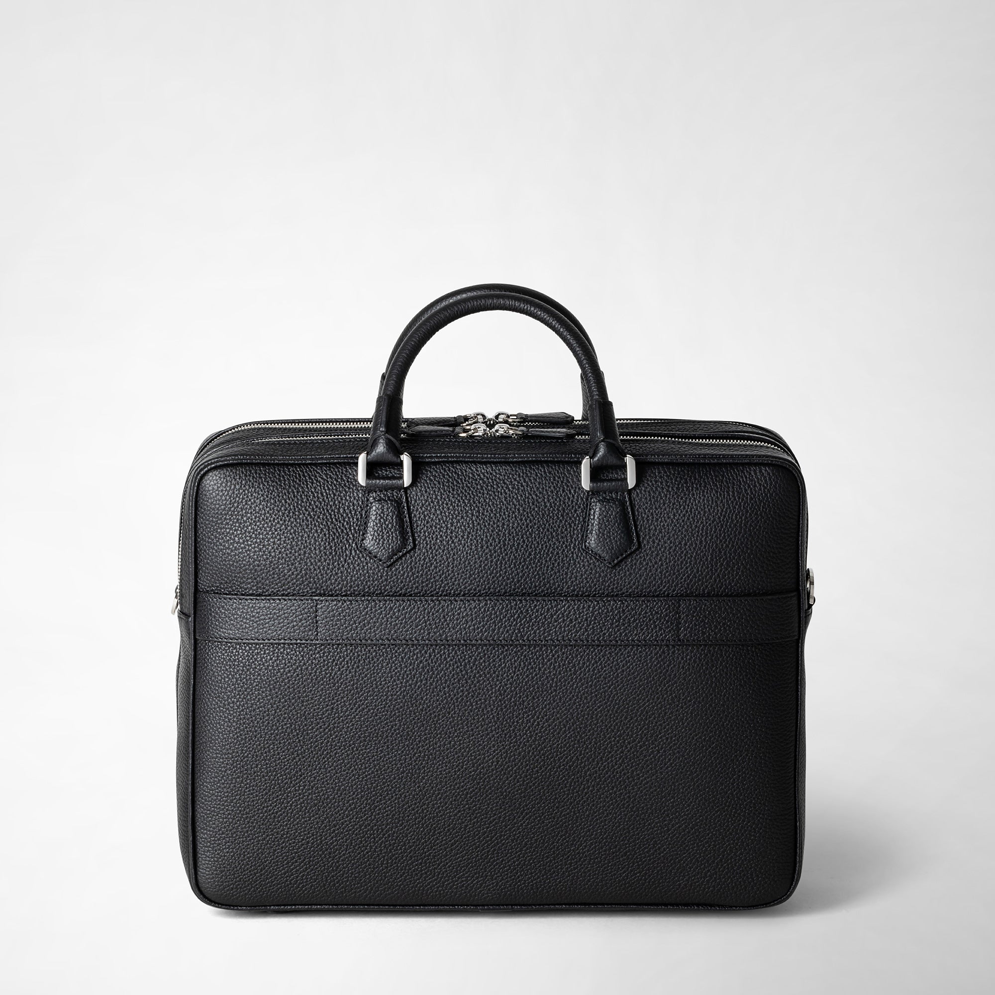 セラピアン　バッグ　ブリーフケース Double gusset briefcase in stepan asphalt gray black
