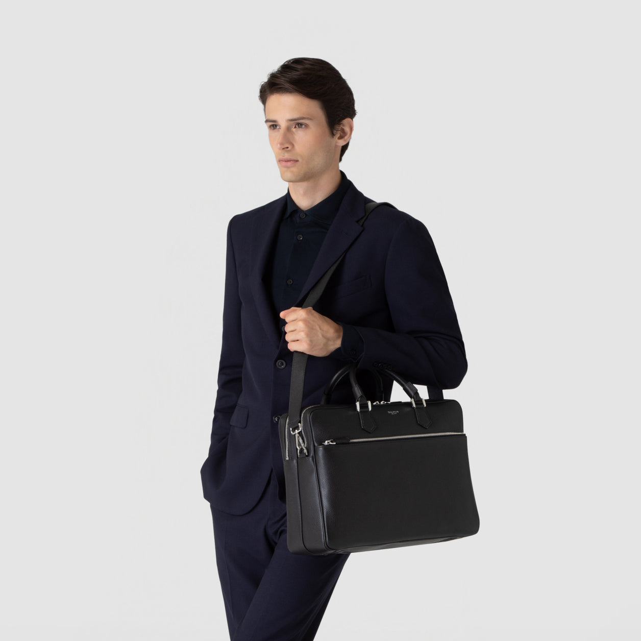 M*I様 ＊訳あり美品＊ Serapian ビジネスバッグ Large Briefcase in Black Tumbled Calfskin