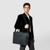 Large briefcase in cachemire leather - navy blue