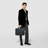 Large briefcase in cachemire leather - navy blue