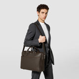 Large briefcase in cachemire leather - espresso