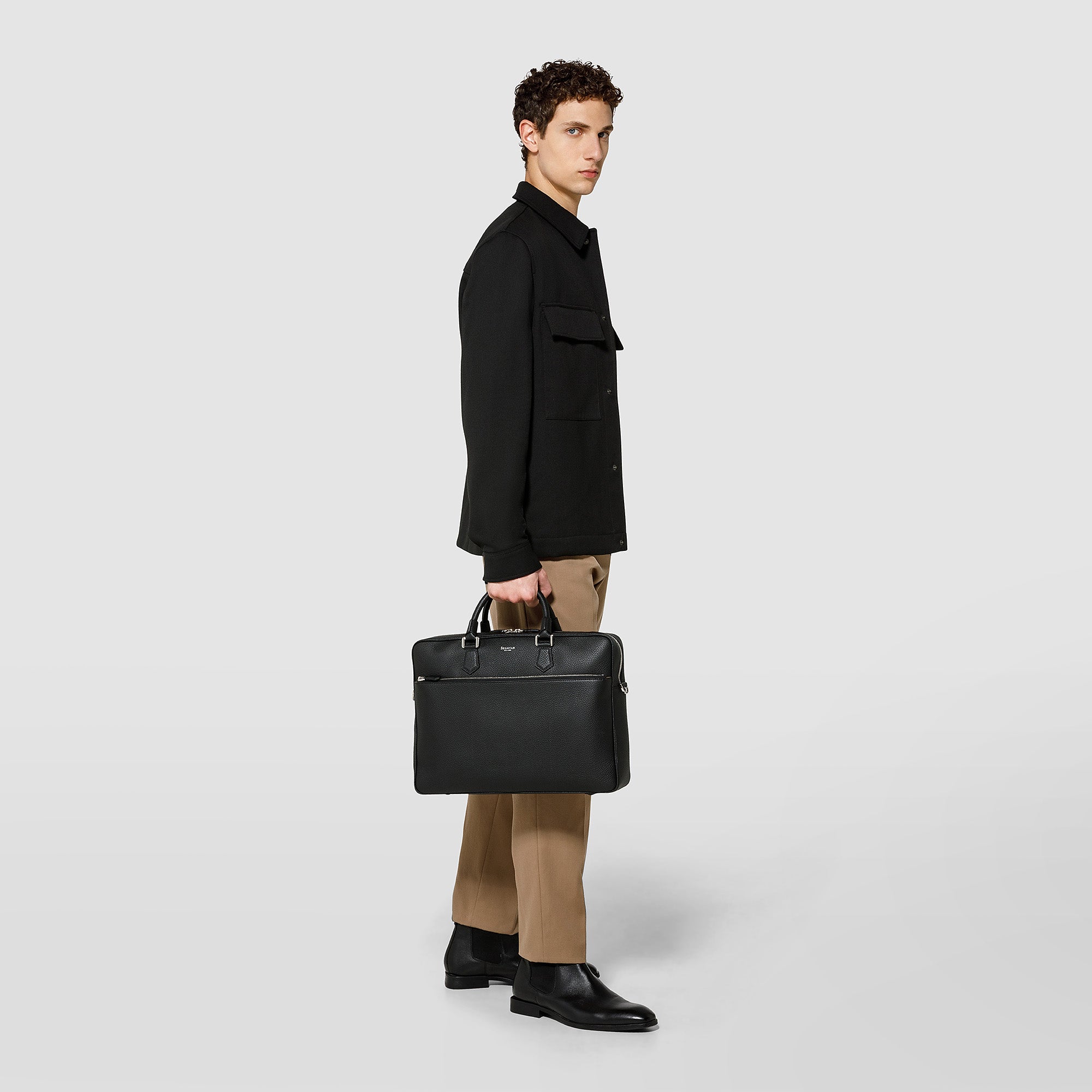 SLIM BRIEFCASE IN CACHEMIRE LEATHER – Serapian Boutique Online