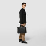 Slim briefcase in cachemire leather - black