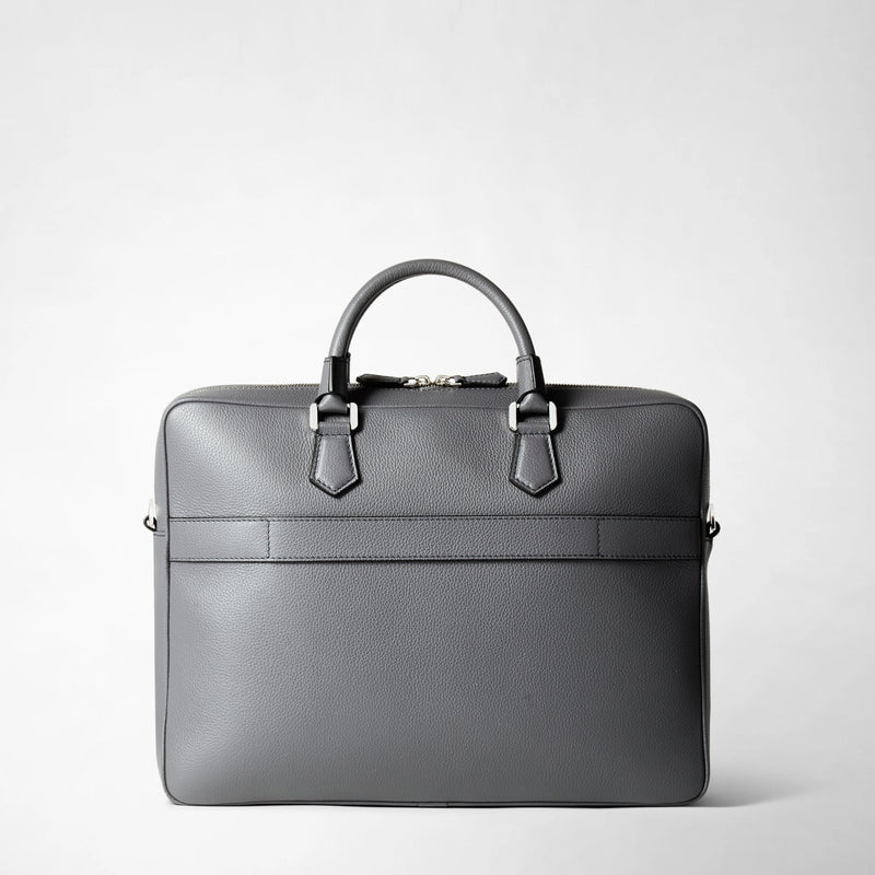 Slim briefcase in cachemire leather - shadow