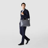 Slim briefcase in cachemire leather - shadow