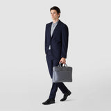 Slim briefcase in cachemire leather - shadow
