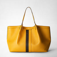 SECRET TOTE BAG IN CACHEMIRE LEATHER Ochre/Espresso