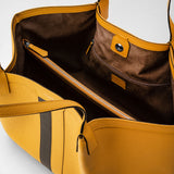 Secret tote bag in cachemire leather - ochre/espresso